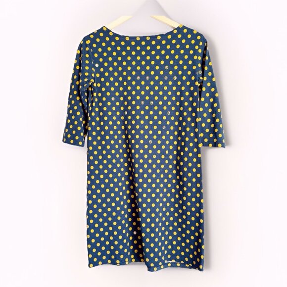 Marimekko Size XS Blue Yellow Polka Dot Shift Dress Pockets Minimalist Mod Retro - Picture 8 of 9
